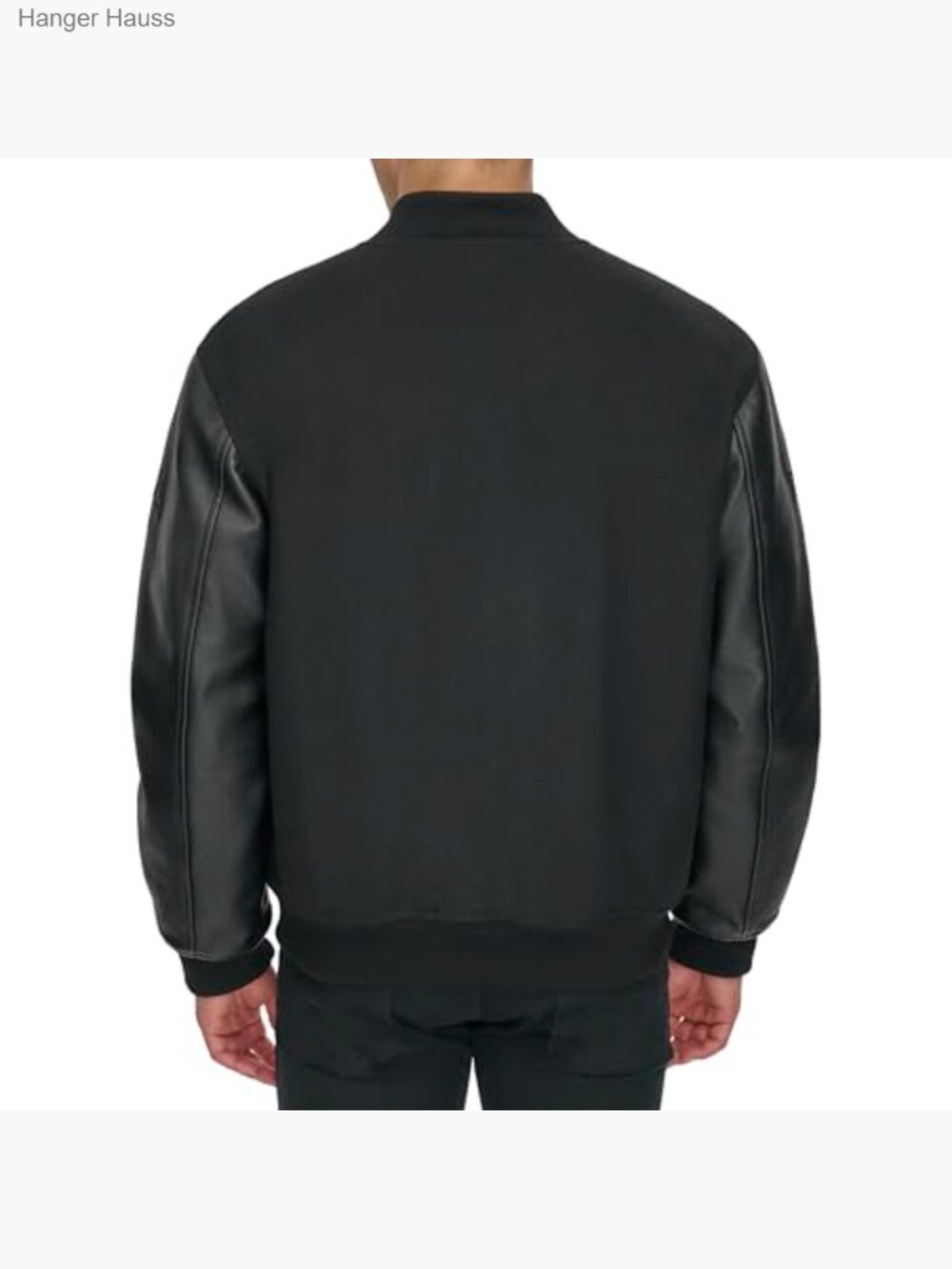 Men's Bomber Jacket with Faux Leather Sleeves - Picture 3 of 7